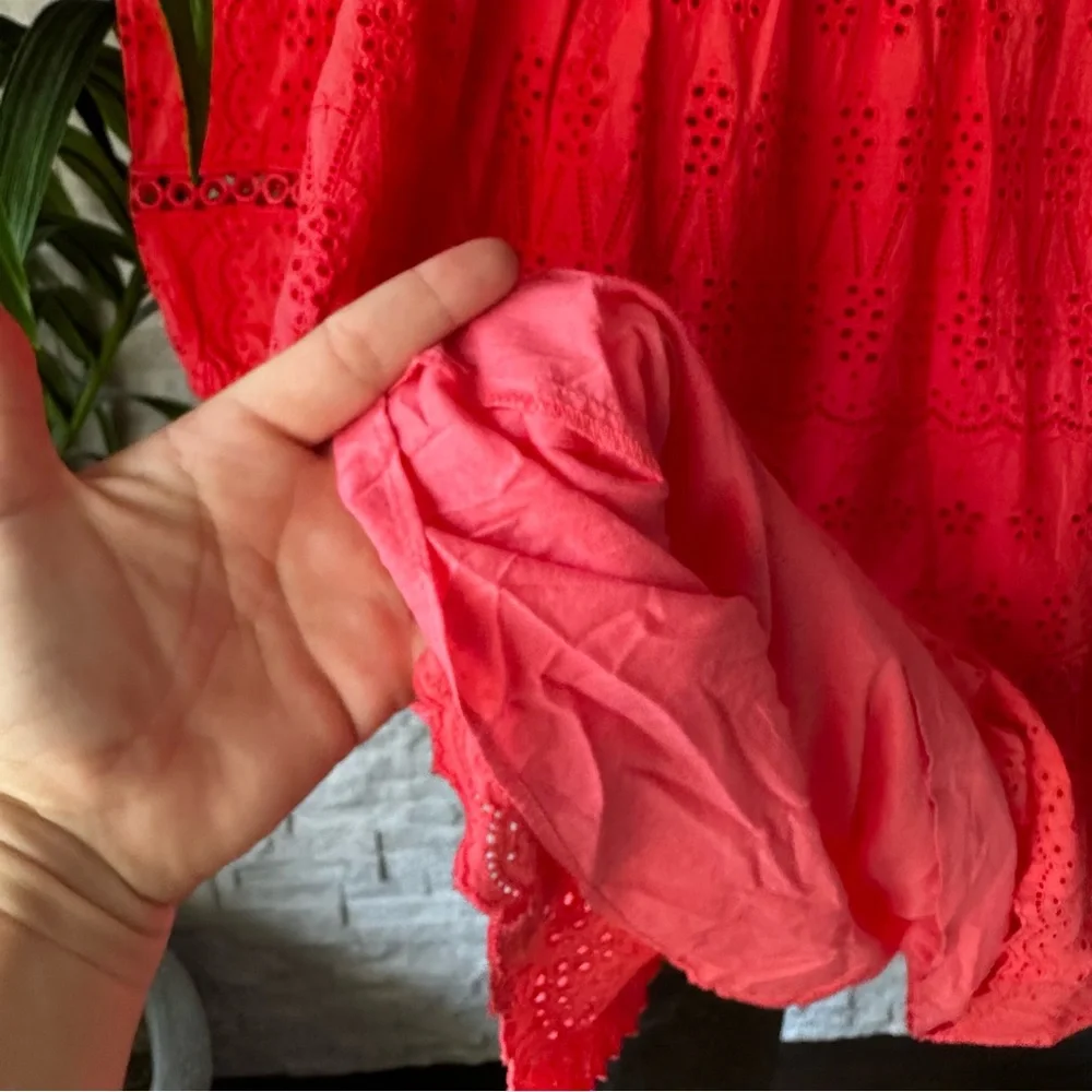 J. CREW Coral Orange Pink Eyelet Flutter Sleeve Boho Dress Size S New with Tags